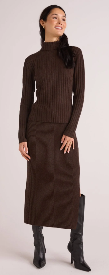 Bella Dahl Ribbed Midi Knit Skirt