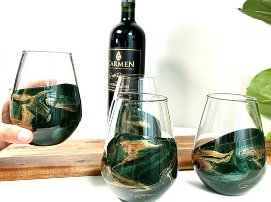 Resin Stemless Wine Glasses - Jade